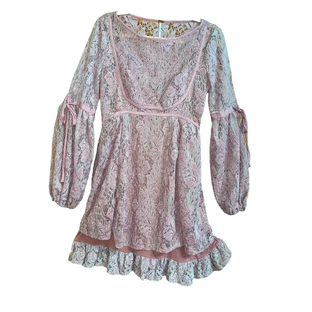 Free People Ruby Lacy Mauve Dress Small